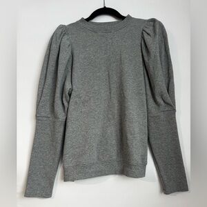 Stella & Dot Grey Puff Sleeve Sweatshirt | Size L | Cotton Pullover